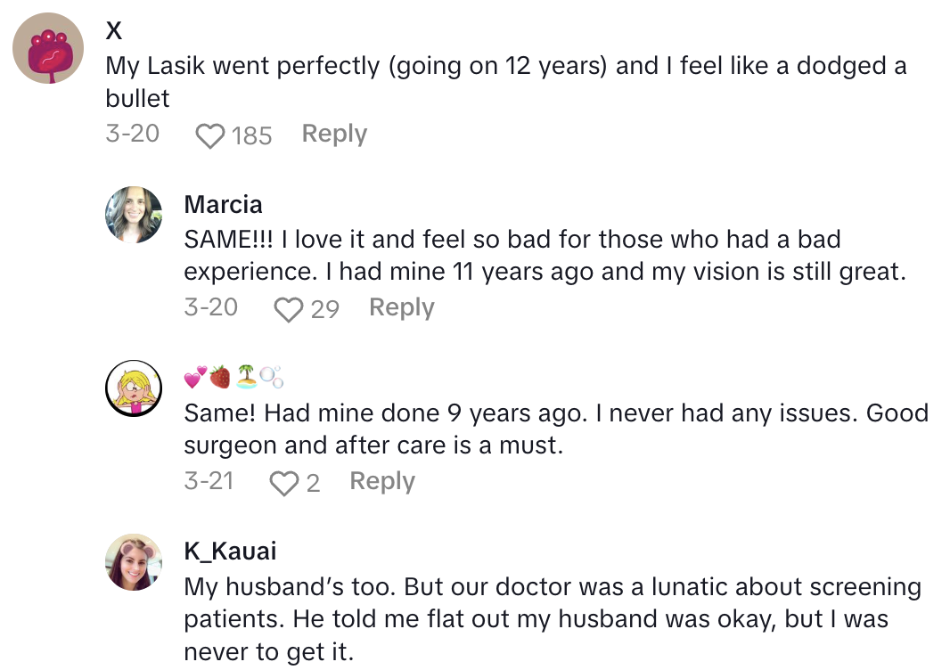 Screenshot 2025 04 17 at 1.13.29 PM This Patient Said She Wishes She Never Got LASIK Surgery On Her Eyes.   My vision is awful. I’d say 30 times worse.